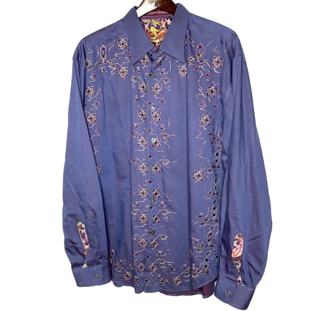 Robert Graham Purple Blue Two Tone Dress Shirt